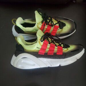 adidas Black and Neon Yellow Sneakers with Red Stripes